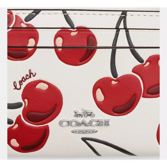 🍒 Coach Mini Skinny Id Case With Cherry Print - Picture 3 of 4